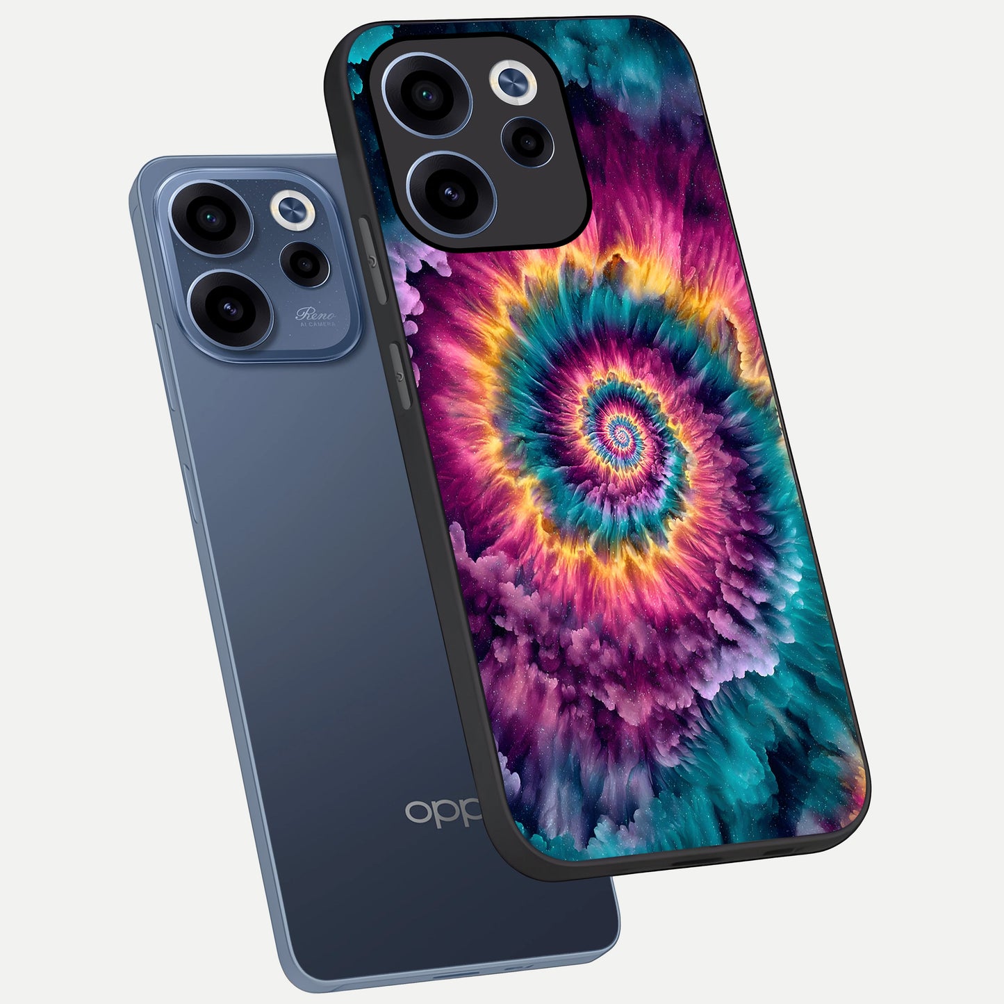  Galactic Spiral Burst phone case For Oppo Reno 15c showing premium glass back cover with detailed artwork