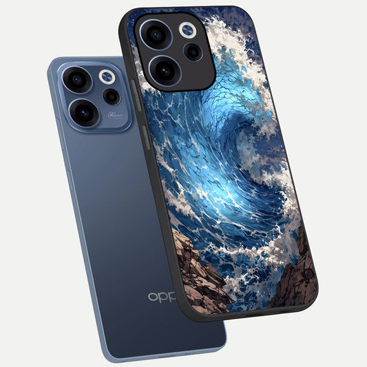 Giant Ocean Wave phone case For Oppo Reno 15c showing premium glass back cover with detailed artwork