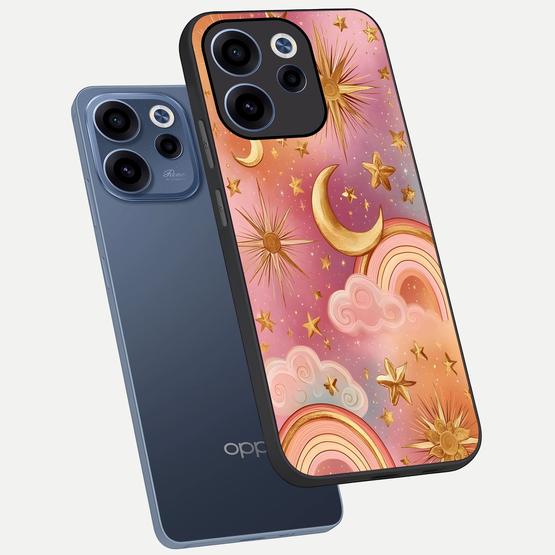  Golden Celestial Dreams phone case For Oppo Reno 15c showing premium glass back cover with detailed artwork