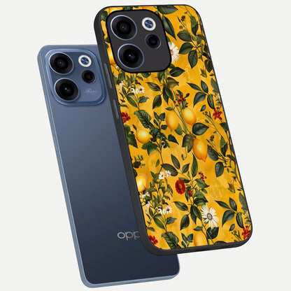  Golden Lemon Field phone case For Oppo Reno 15c showing premium glass back cover with detailed artwork