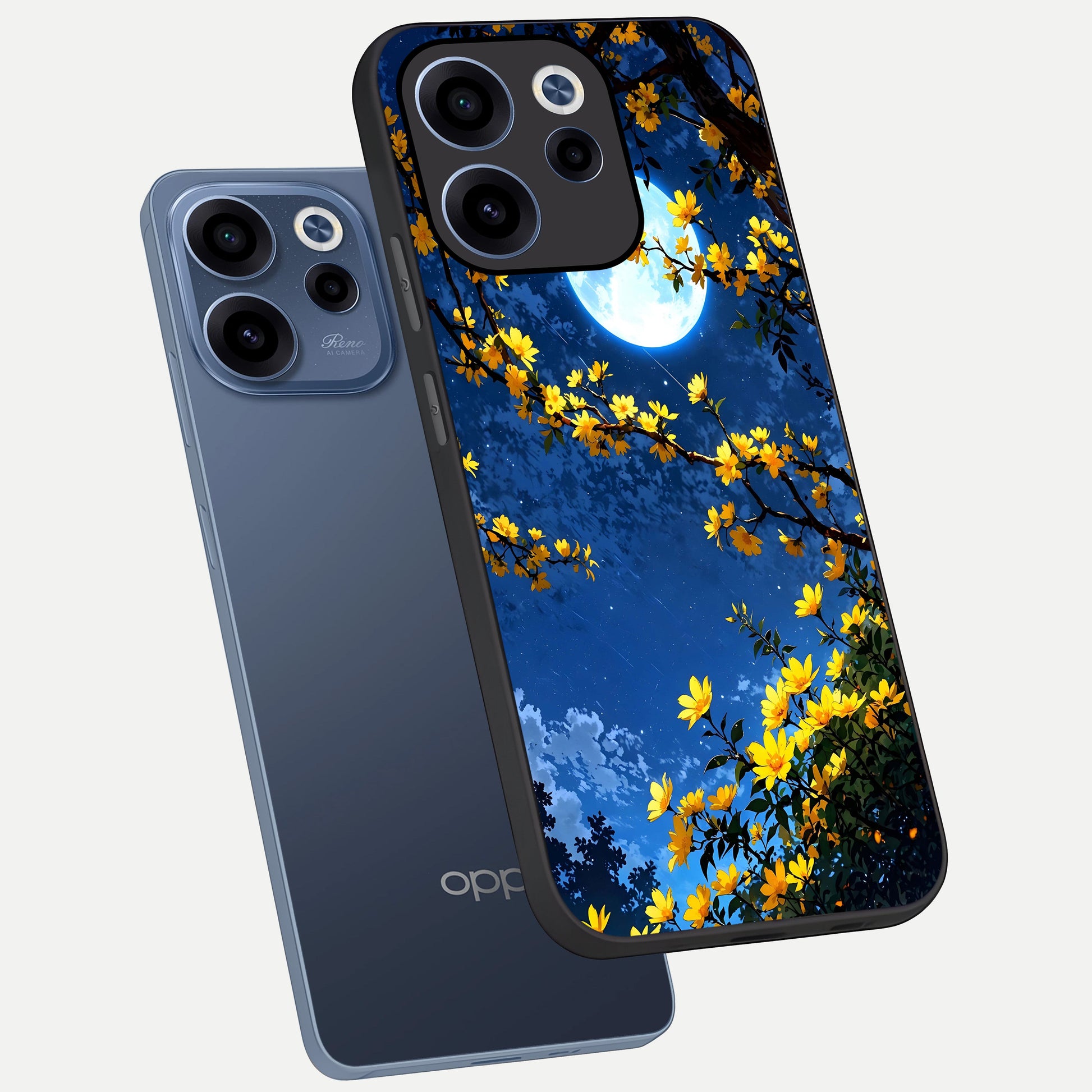  Golden Night Glow phone case For Oppo Reno 15c showing premium glass back cover with detailed artwork