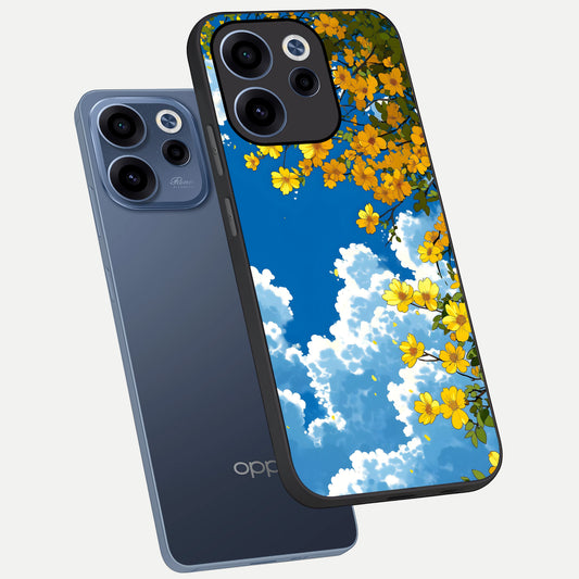  Golden Petal Sky phone case For Oppo Reno 15c showing premium glass back cover with detailed artwork