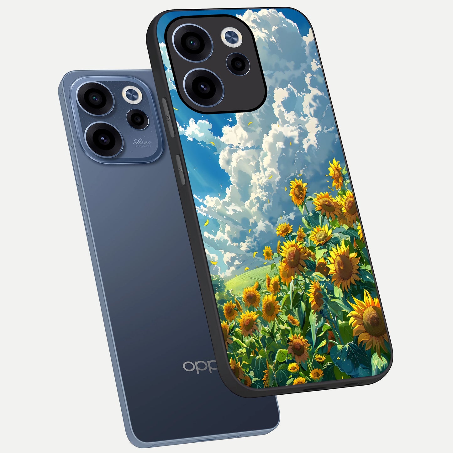  Golden Sun Glory phone case For Oppo Reno 15c showing premium glass back cover with detailed artwork