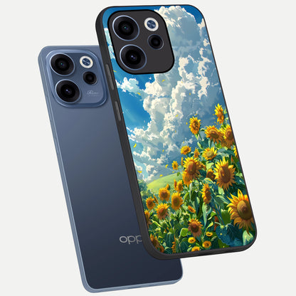  Golden Sun Glory phone case For Oppo Reno 15c showing premium glass back cover with detailed artwork