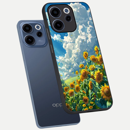  Golden Sun Glory phone case For Oppo Reno 15c showing premium glass back cover with detailed artwork