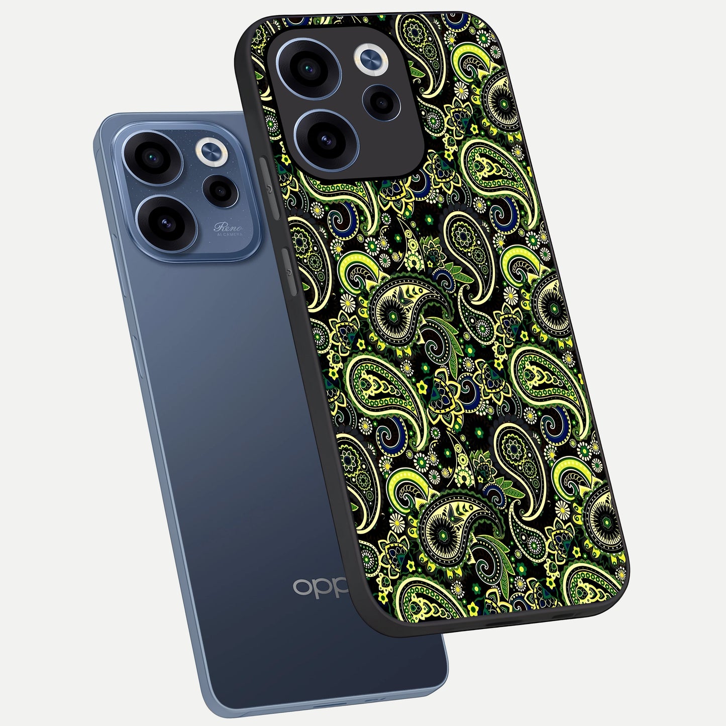  Green Lemon phone case For Oppo Reno 15c showing premium glass back cover with detailed artwork