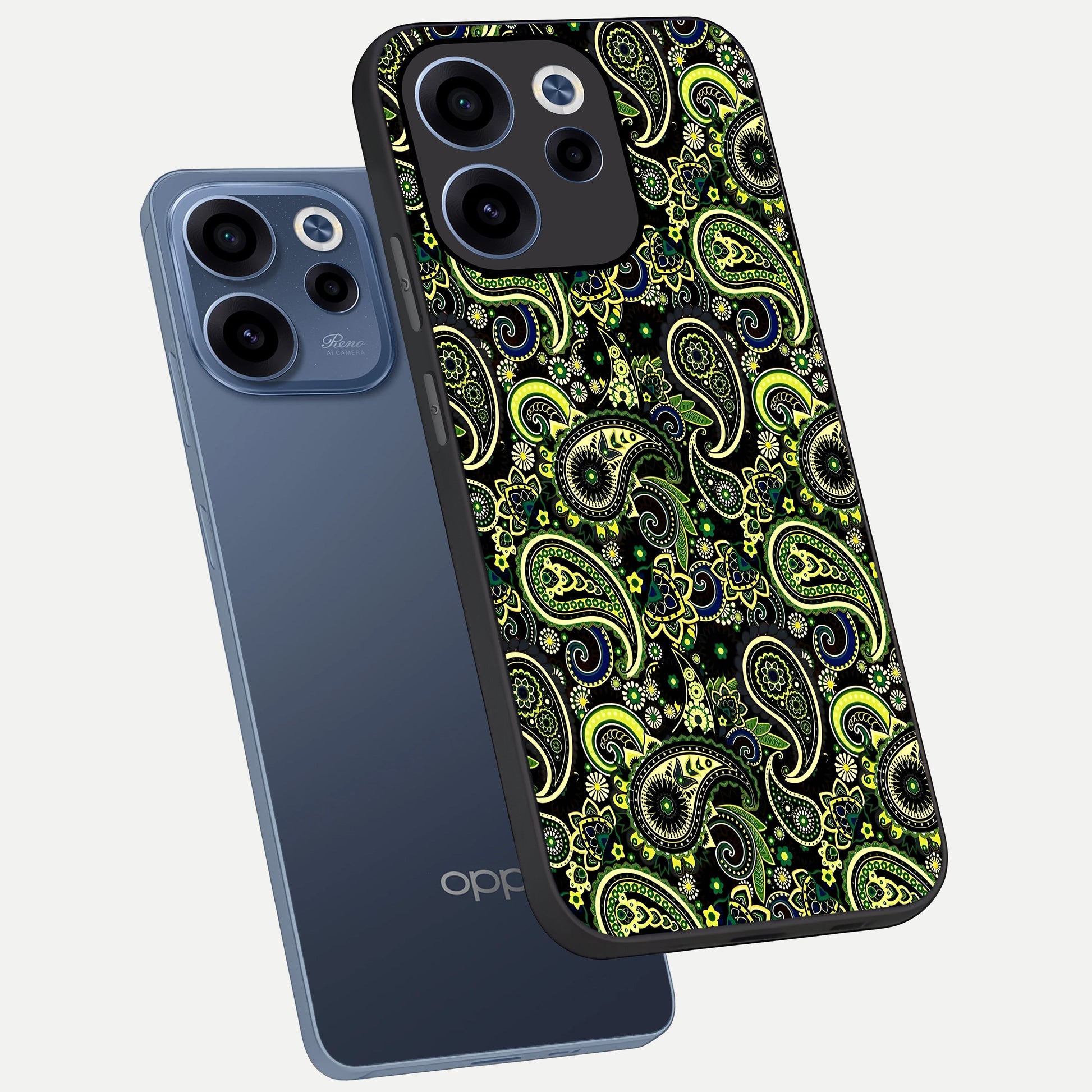  Green Lemon phone case For Oppo Reno 15c showing premium glass back cover with detailed artwork