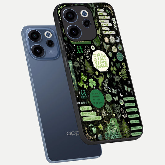  Green Mandala Pattern phone case For Oppo Reno 15c showing premium glass back cover with detailed artwork