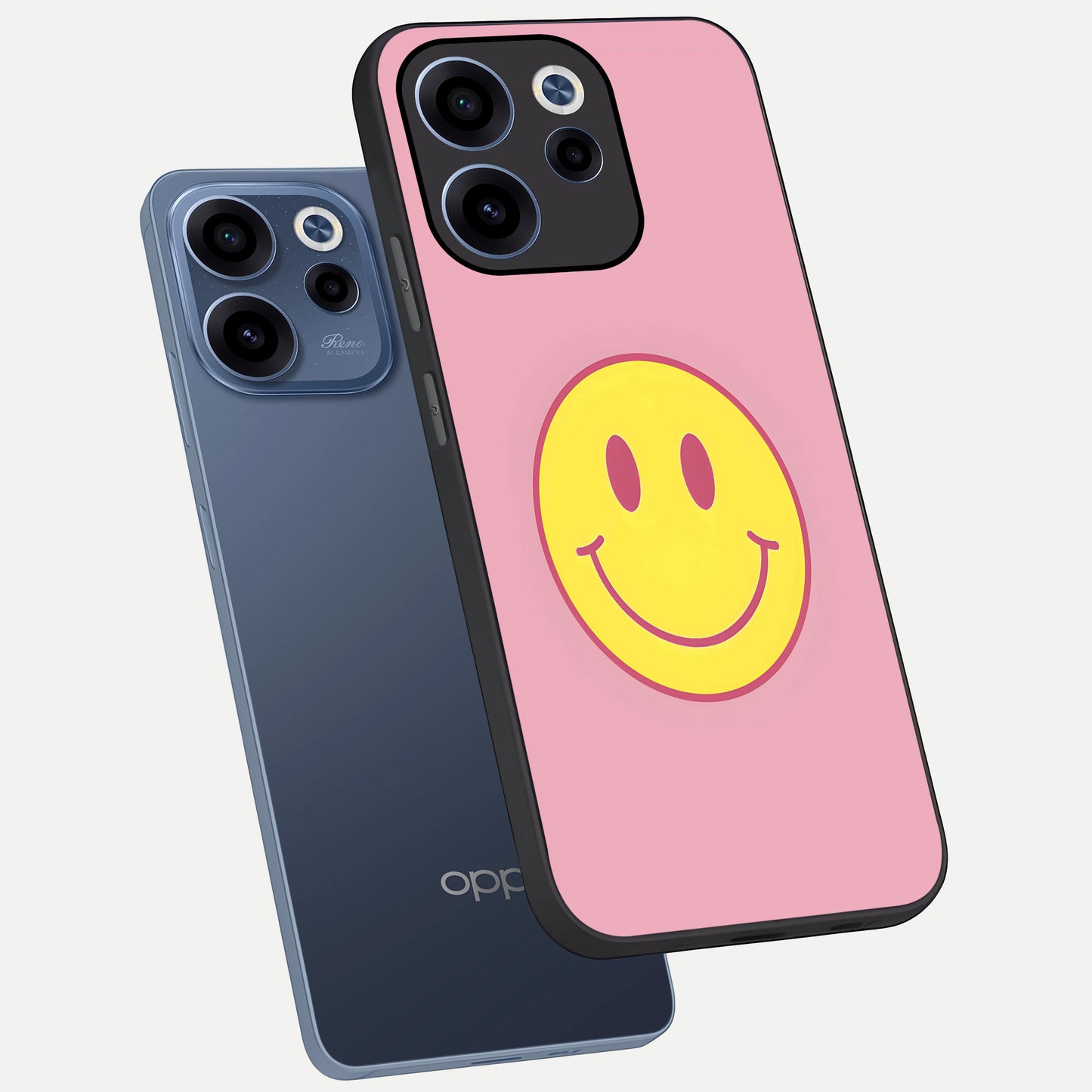  Happy Pink Mood phone case For Oppo Reno 15c showing premium glass back cover with detailed artwork