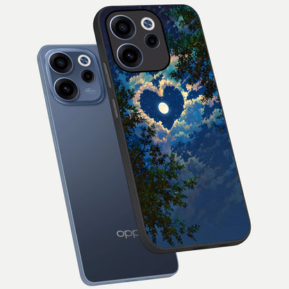  Heart With Moon Sky phone case For Oppo Reno 15c showing premium glass back cover with detailed artwork