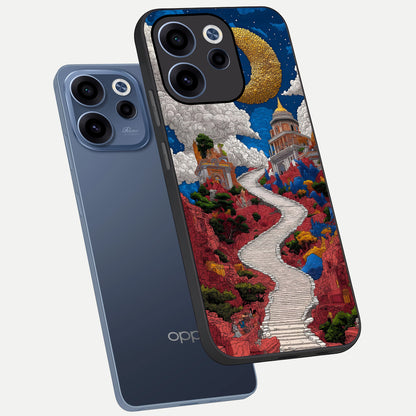  Heavenly Moon Path phone case For Oppo Reno 15c showing premium glass back cover with detailed artwork