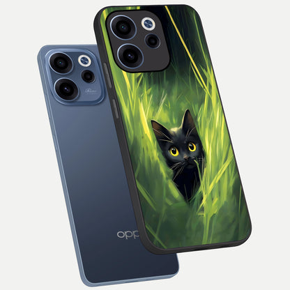  Hidden Cat Whisper phone case For Oppo Reno 15c showing premium glass back cover with detailed artwork