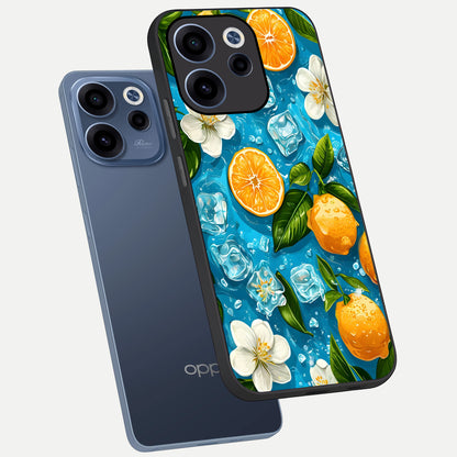 Ice Cube With Orange phone case For Oppo Reno 15c showing premium glass back cover with detailed artwork
