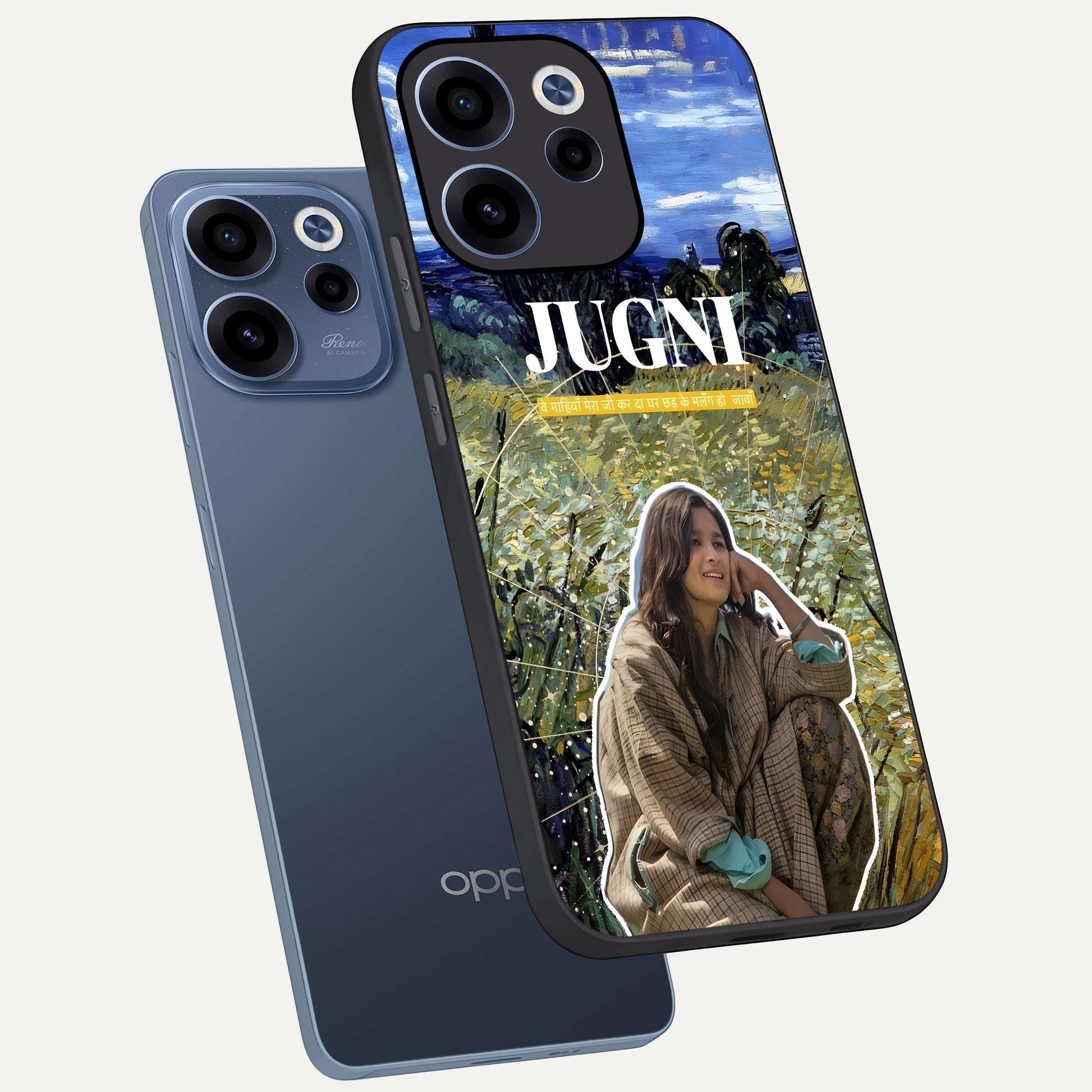  Jugni Soul Vibes phone case For Oppo Reno 15c showing premium glass back cover with detailed artwork