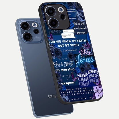  Kingdom Faith Glow phone case For Oppo Reno 15c showing premium glass back cover with detailed artwork