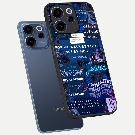  Kingdom Faith Glow phone case For Oppo Reno 15c showing premium glass back cover with detailed artwork