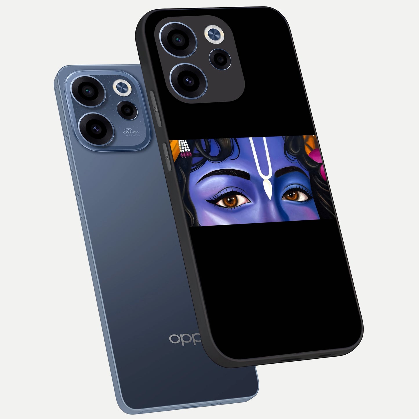  Krishna Eye phone case For Oppo Reno 15c showing premium glass back cover with detailed artwork