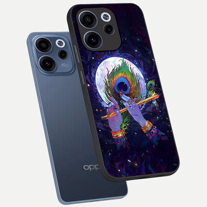  Krishna Hands Art phone case For Oppo Reno 15c showing premium glass back cover with detailed artwork