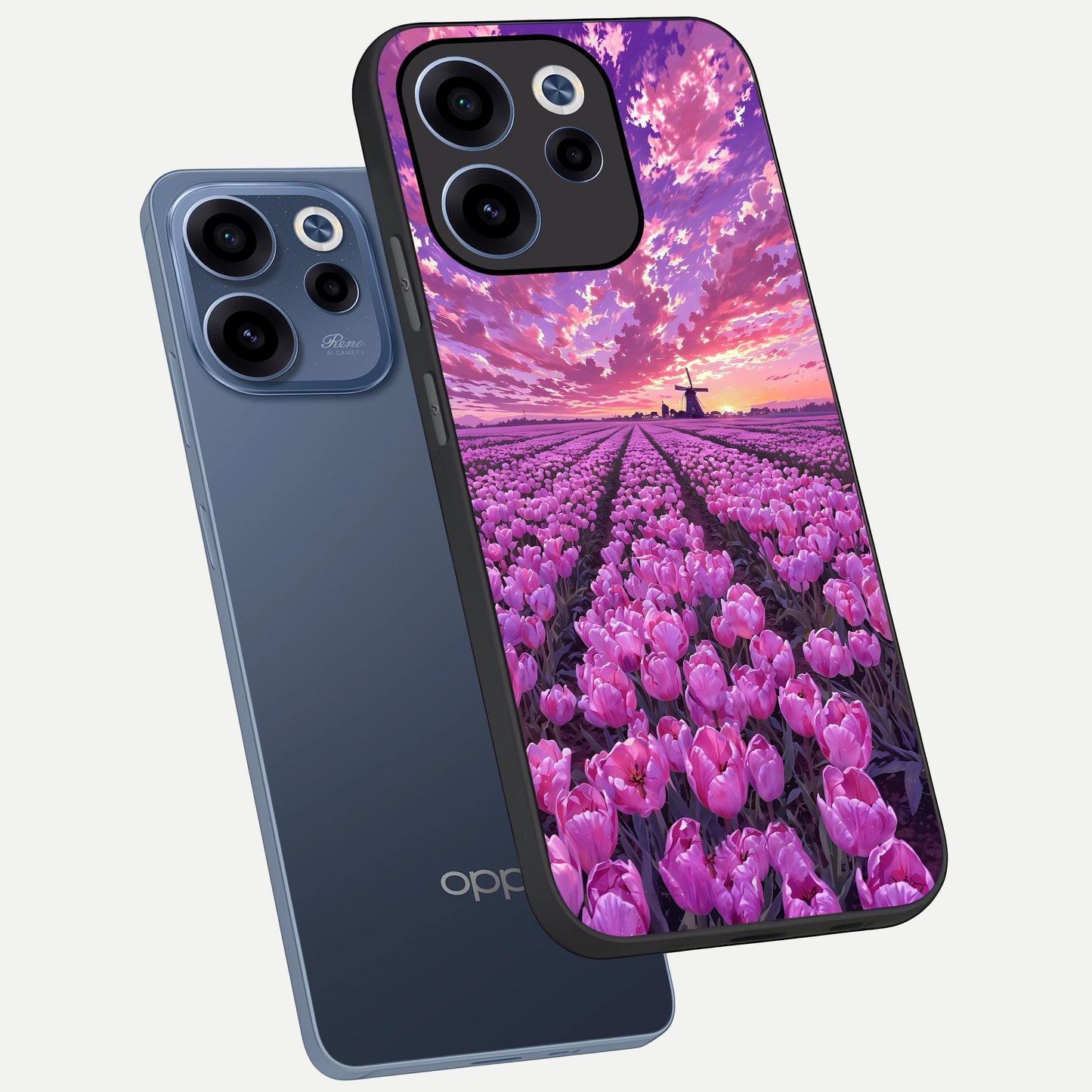  Lavender Dream Skies phone case For Oppo Reno 15c showing premium glass back cover with detailed artwork