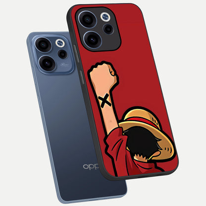  Luffy X Spirit phone case For Oppo Reno 15c showing premium glass back cover with detailed artwork