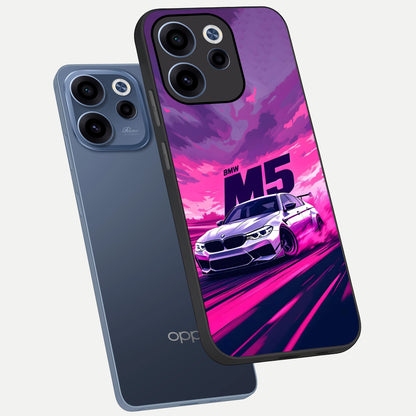  MS Neon Car phone case For Oppo Reno 15c showing premium glass back cover with detailed artwork
