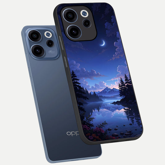  Midnight Lake Peace phone case For Oppo Reno 15c showing premium glass back cover with detailed artwork