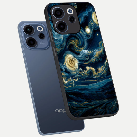  Midnight Sky Whirl phone case For Oppo Reno 15c showing premium glass back cover with detailed artwork