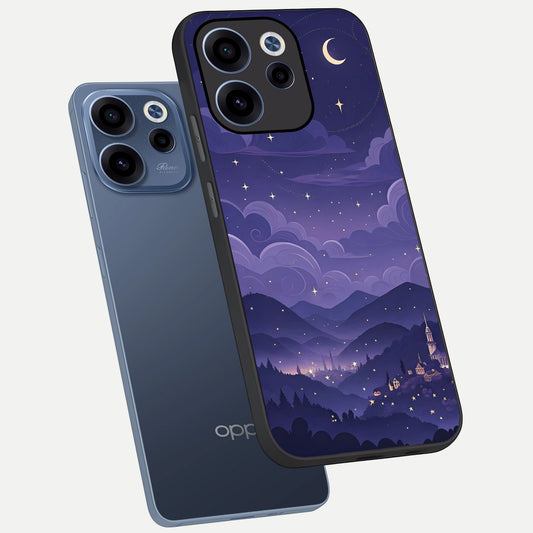  Minimal Night View phone case For Oppo Reno 15c showing premium glass back cover with detailed artwork