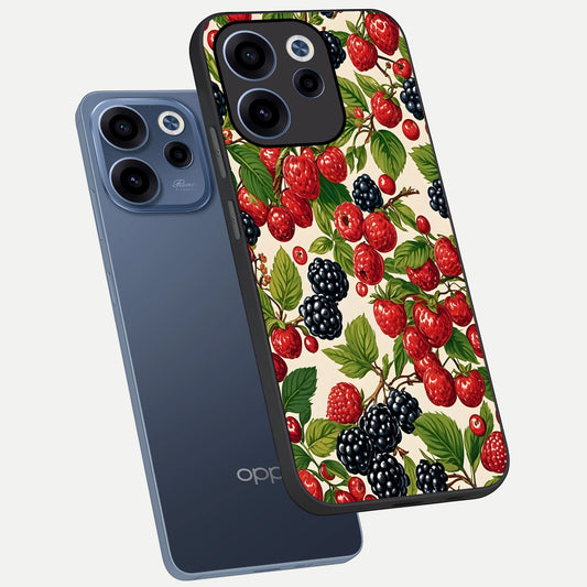  Mixed Berry Collage phone case For Oppo Reno 15c showing premium glass back cover with detailed artwork