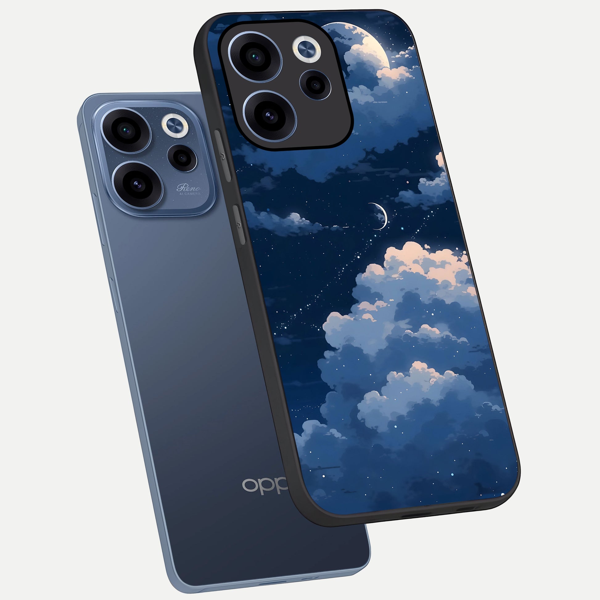  Moon Dream Haze phone case For Oppo Reno 15c showing premium glass back cover with detailed artwork