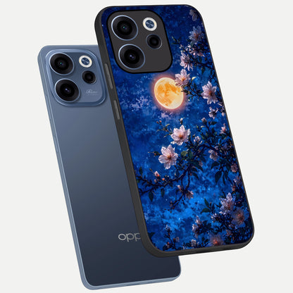  Moonlit Blossoms Night phone case For Oppo Reno 15c showing premium glass back cover with detailed artwork