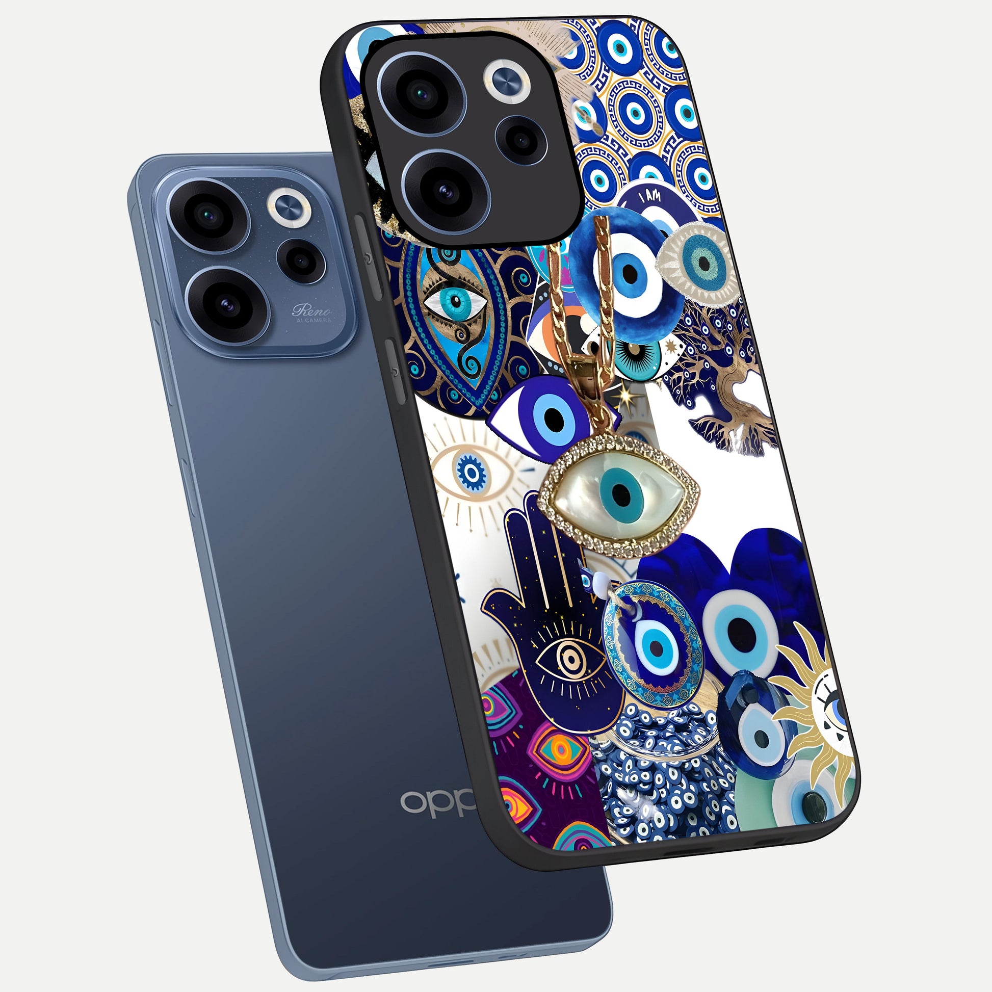  Mystic Charm Eye phone case For Oppo Reno 15c showing premium glass back cover with detailed artwork