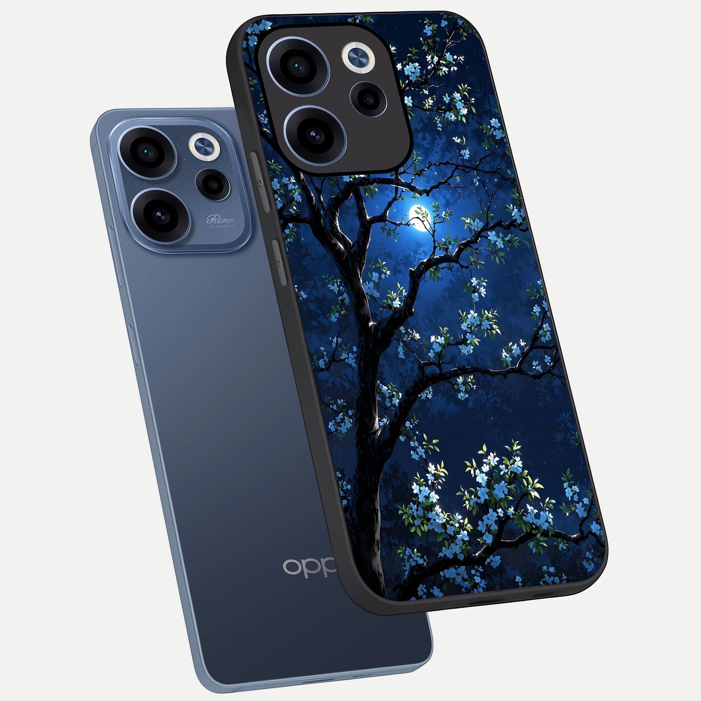  Mystic Floral Night phone case For Oppo Reno 15c showing premium glass back cover with detailed artwork