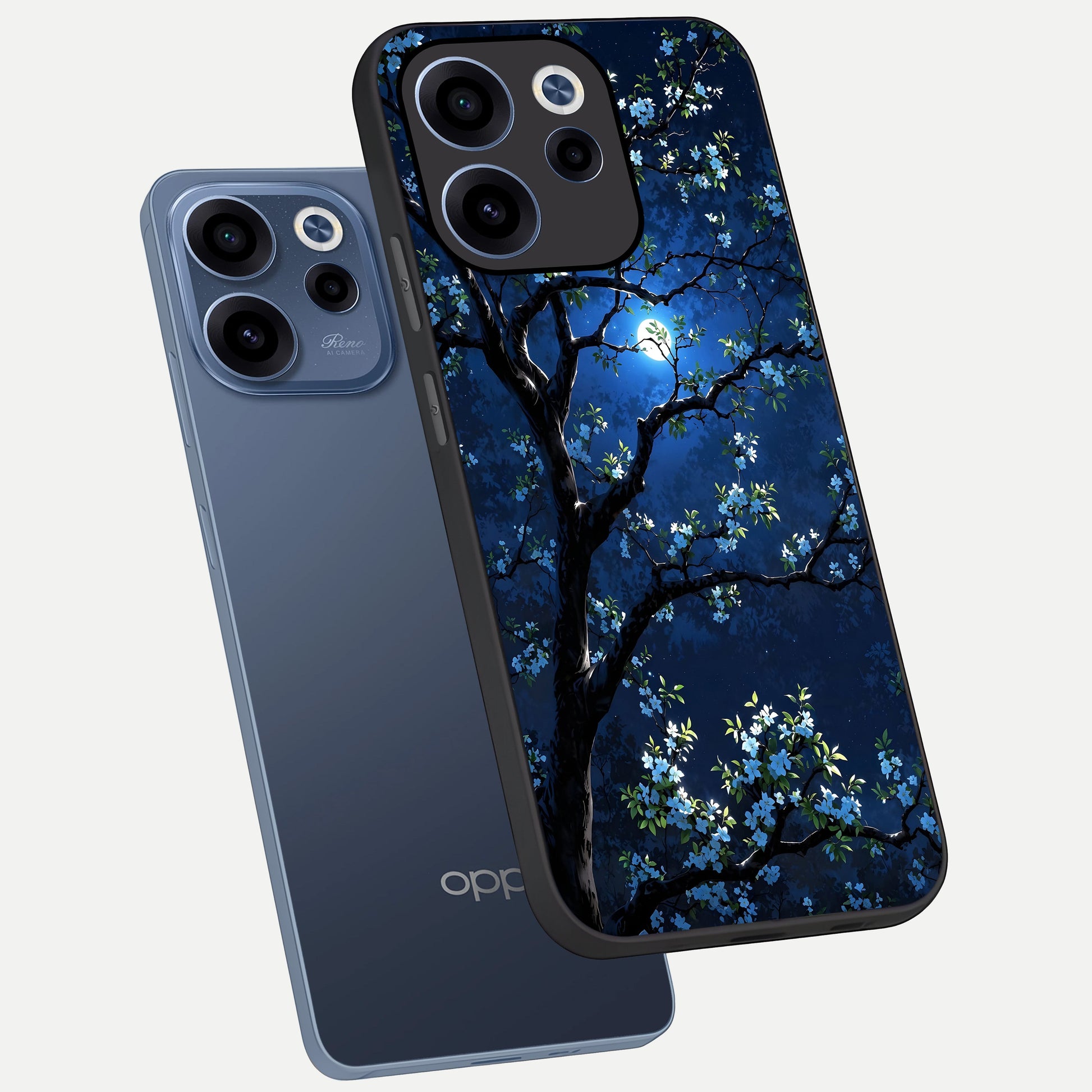  Mystic Floral Night phone case For Oppo Reno 15c showing premium glass back cover with detailed artwork