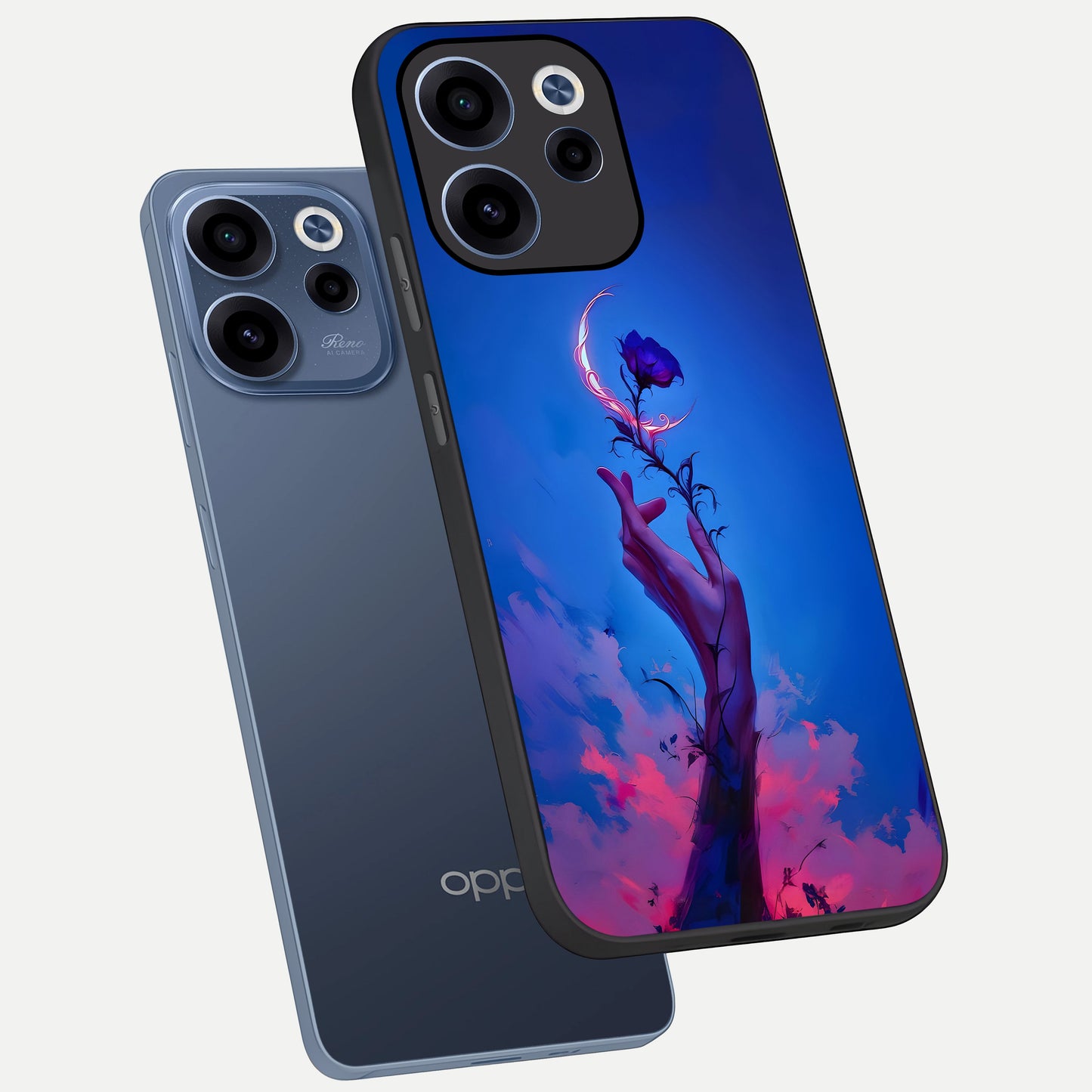  Mystic Hand phone case For Oppo Reno 15c showing premium glass back cover with detailed artwork