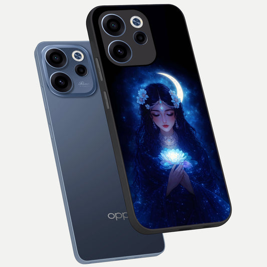  Mystic Moon Queen phone case For Oppo Reno 15c showing premium glass back cover with detailed artwork