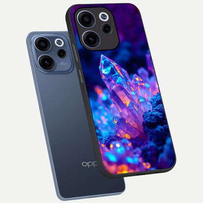  Neon Aura Shards phone case For Oppo Reno 15c showing premium glass back cover with detailed artwork