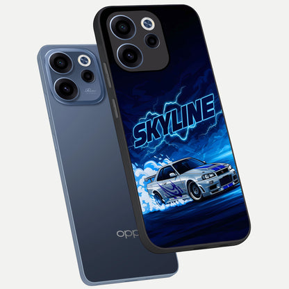  Neon Drift Beast phone case For Oppo Reno 15c showing premium glass back cover with detailed artwork