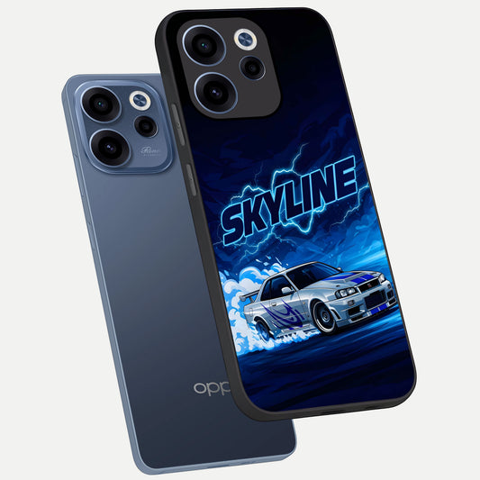  Neon Drift Beast phone case For Oppo Reno 15c showing premium glass back cover with detailed artwork