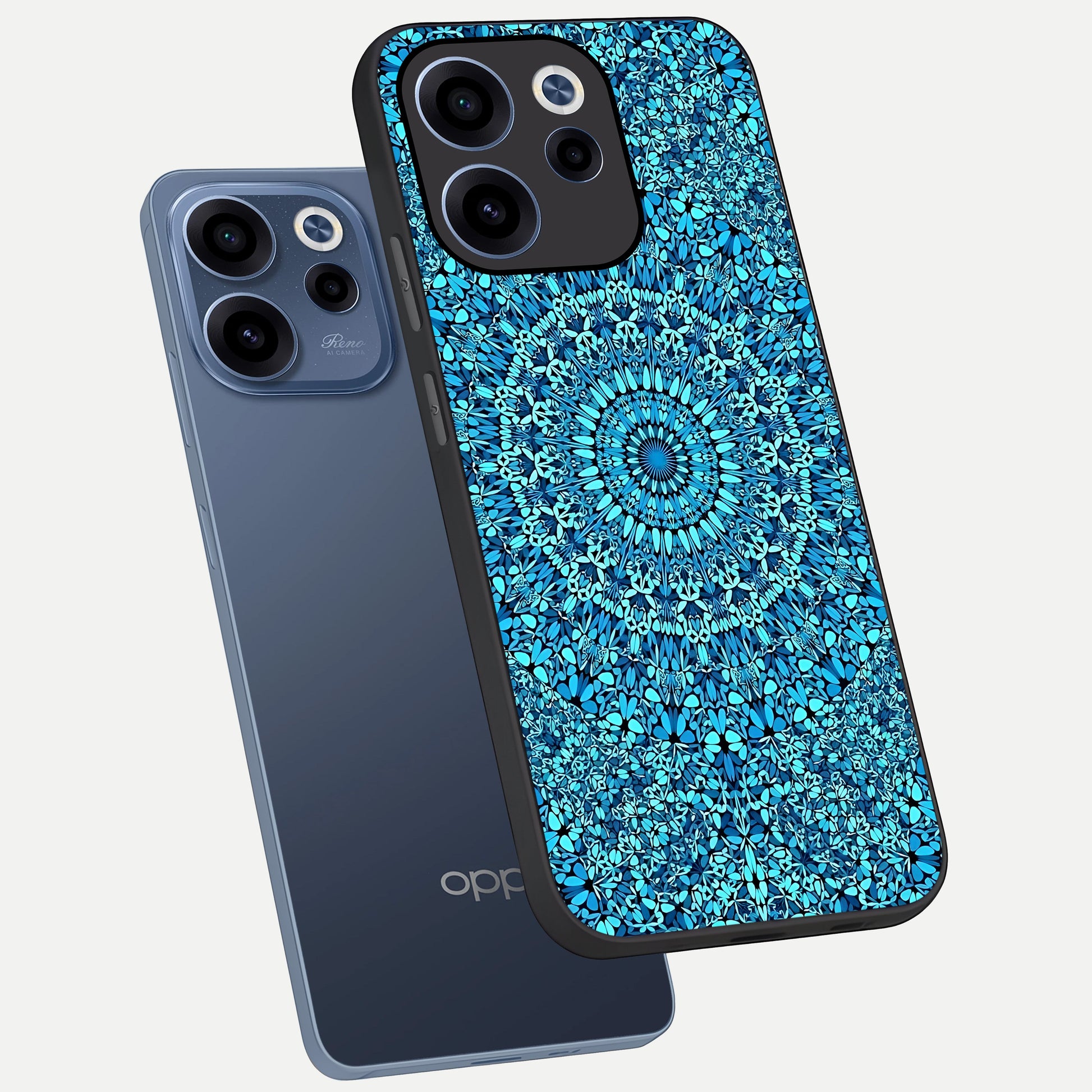  Ocean Bloom Mandala phone case For Oppo Reno 15c showing premium glass back cover with detailed artwork