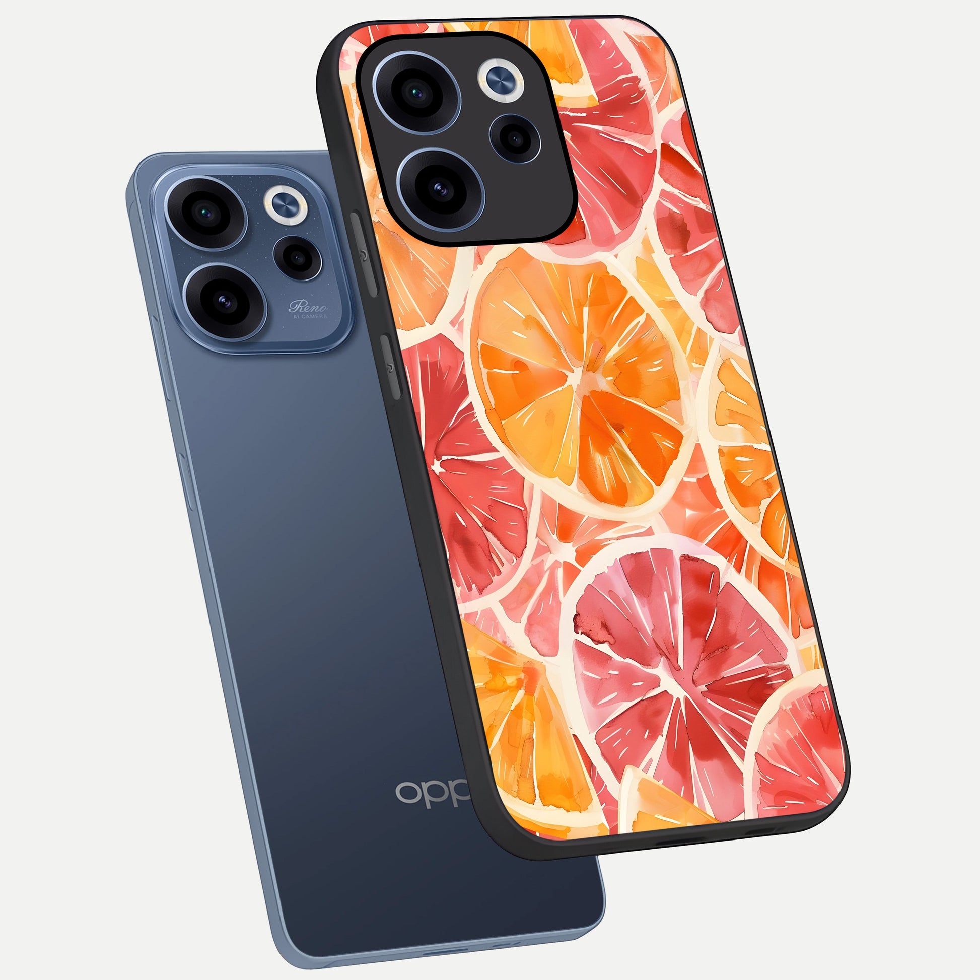  Orange Fruits Pattern phone case For Oppo Reno 15c showing premium glass back cover with detailed artwork