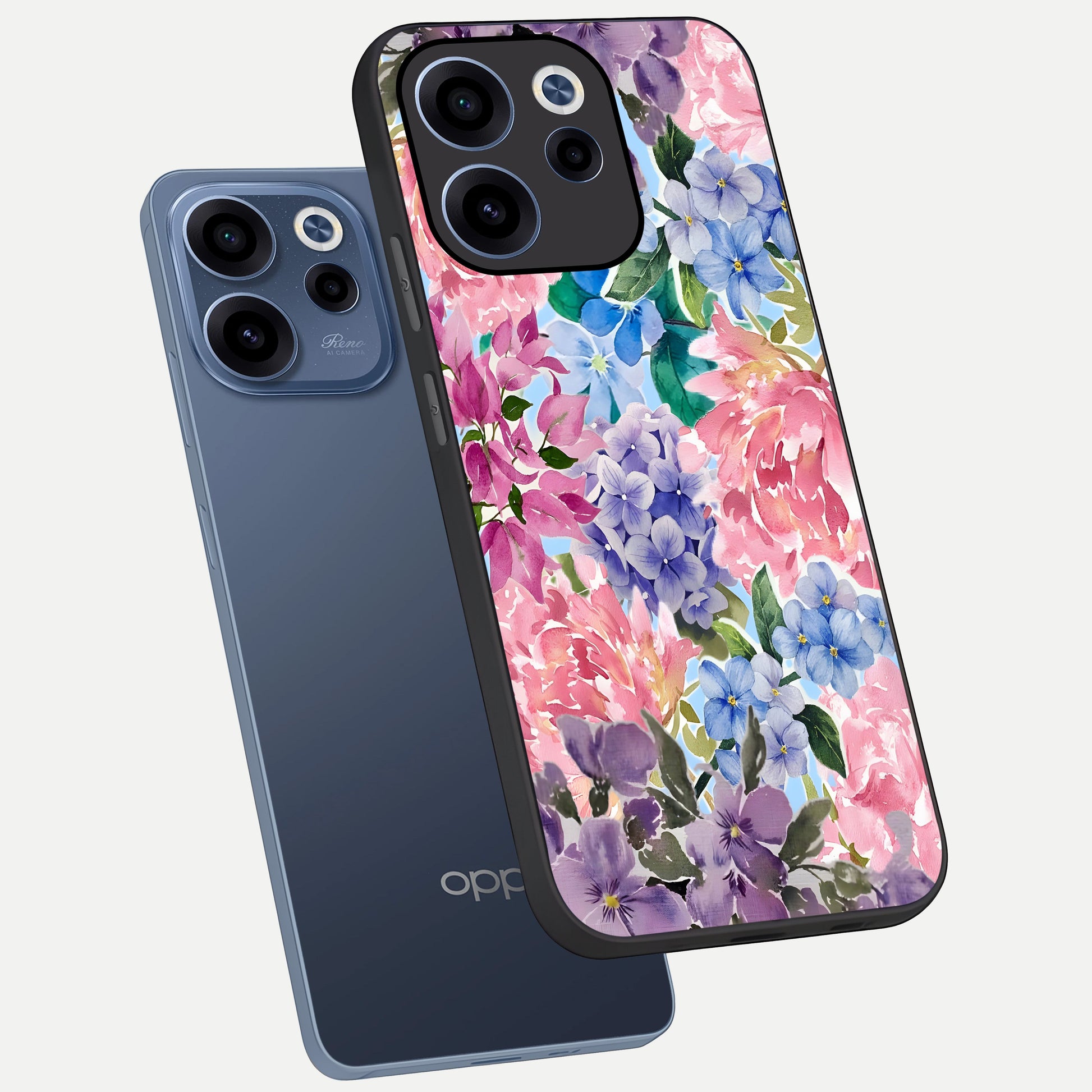  Pastel Floral Mix phone case For Oppo Reno 15c showing premium glass back cover with detailed artwork