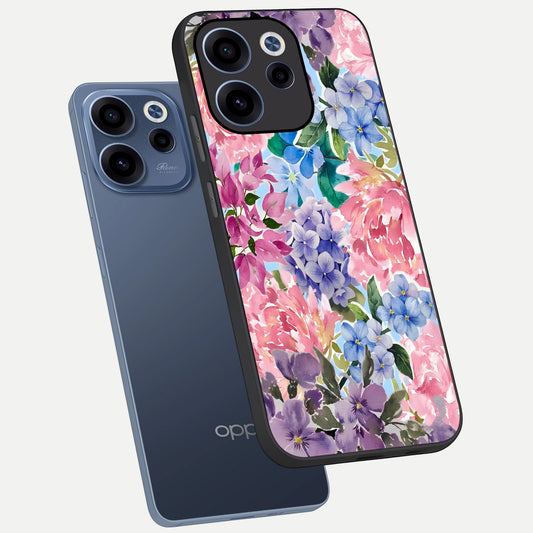  Pastel Floral Mix phone case For Oppo Reno 15c showing premium glass back cover with detailed artwork