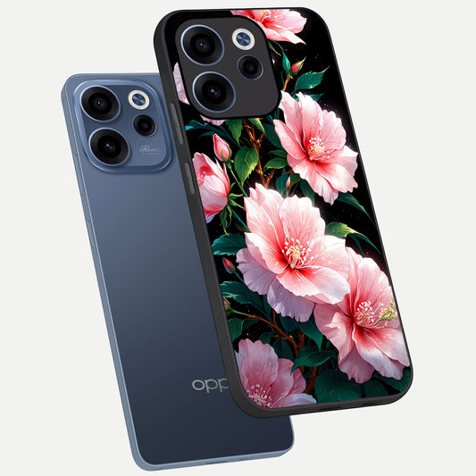  Peach Flower phone case For Oppo Reno 15c showing premium glass back cover with detailed artwork