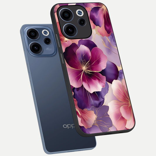  Pink Bouquet Florals phone case For Oppo Reno 15c showing premium glass back cover with detailed artwork