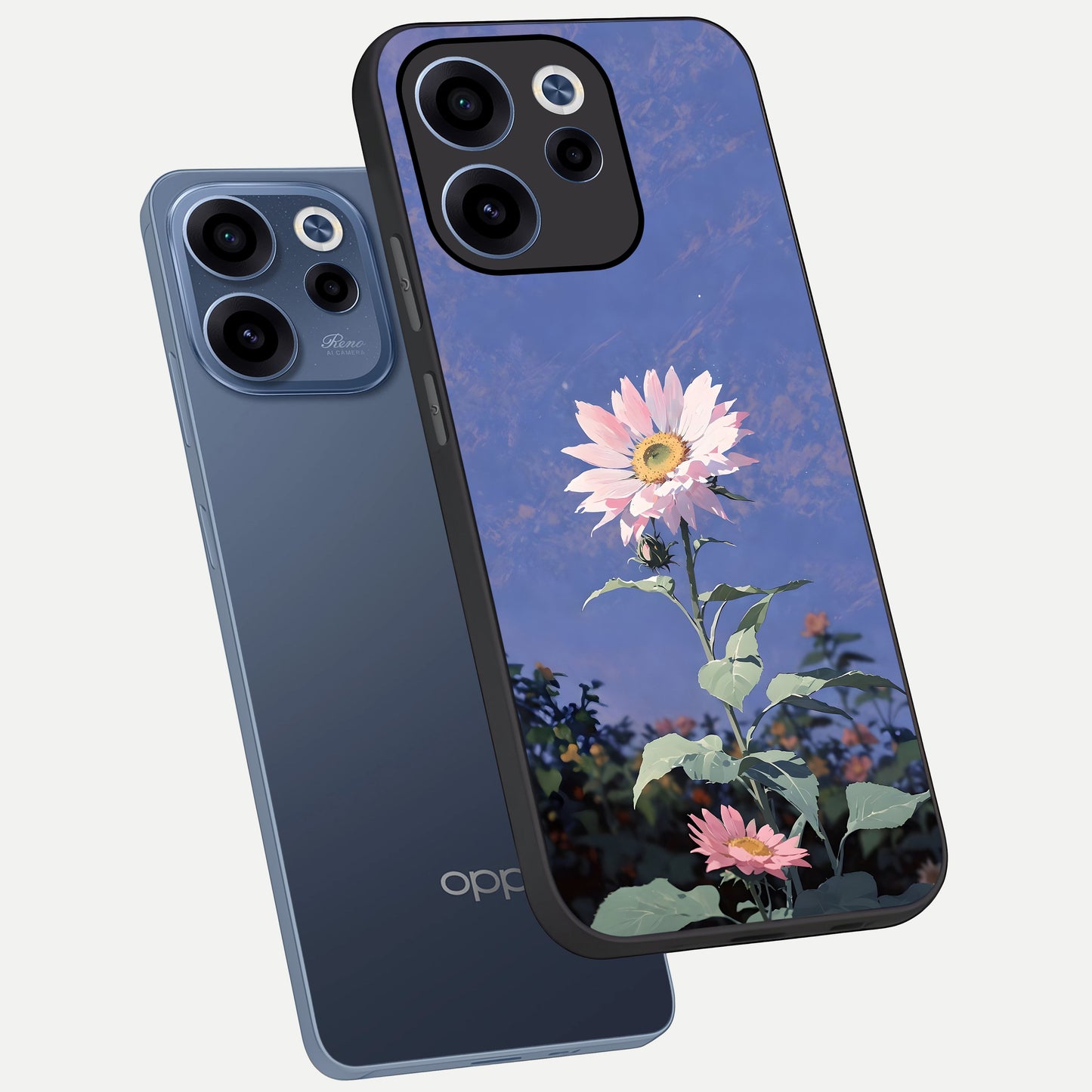  Pink Shells Outline phone case For Oppo Reno 15c showing premium glass back cover with detailed artwork