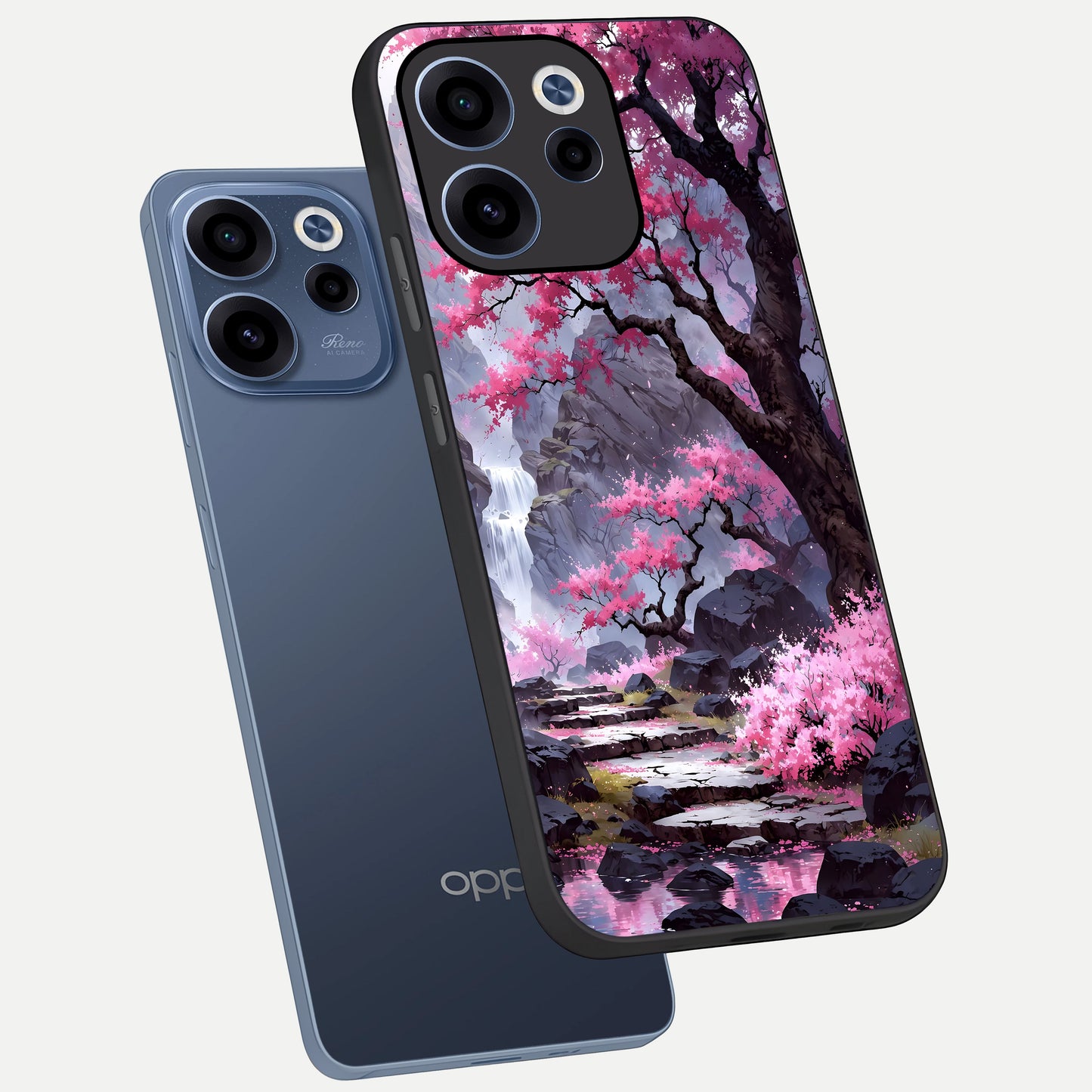  Pink Sunflower Glow phone case For Oppo Reno 15c showing premium glass back cover with detailed artwork