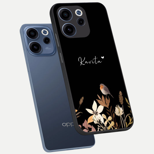  Quiet Garden Tune Custom Name phone case For Oppo Reno 15c showing premium glass back cover with detailed artwork