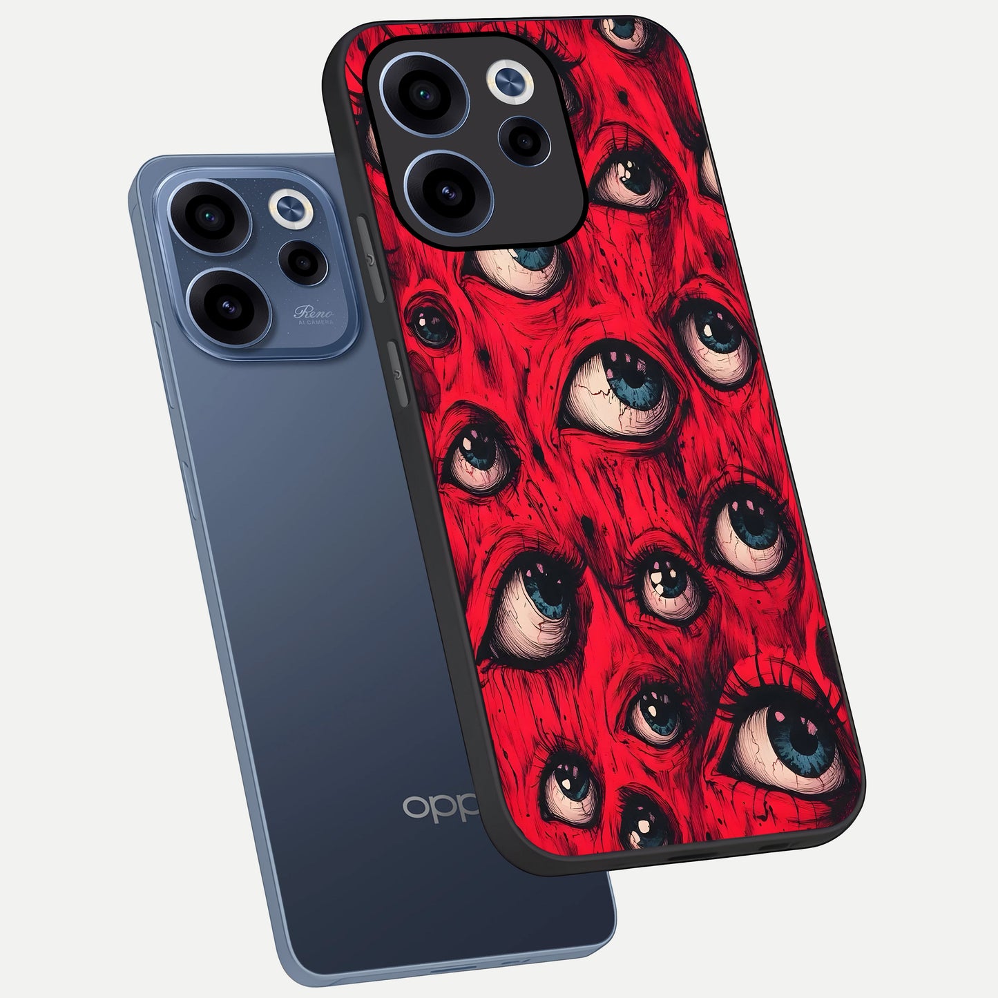  Red Eyes Pattern phone case For Oppo Reno 15c showing premium glass back cover with detailed artwork