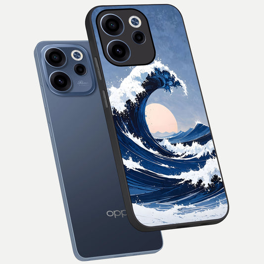  Rising Tide Power phone case For Oppo Reno 15c showing premium glass back cover with detailed artwork
